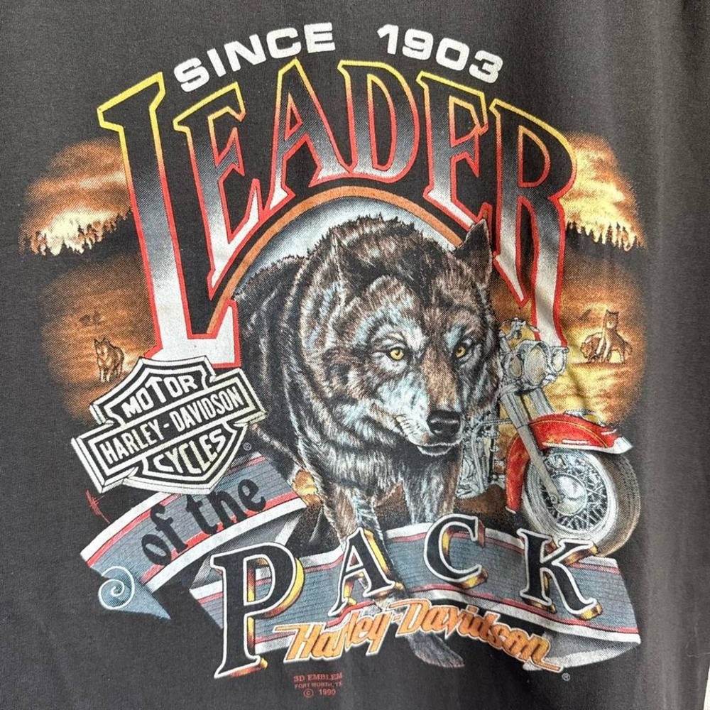 Harley Davidson 3D Emblem 1990 Leader of the Pack Wolf New Orleans Bike tank top